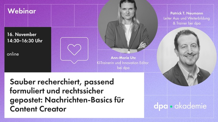 Journalistisches Arbeiten für Content Creator und Newsfluencer | dpa-Akademie