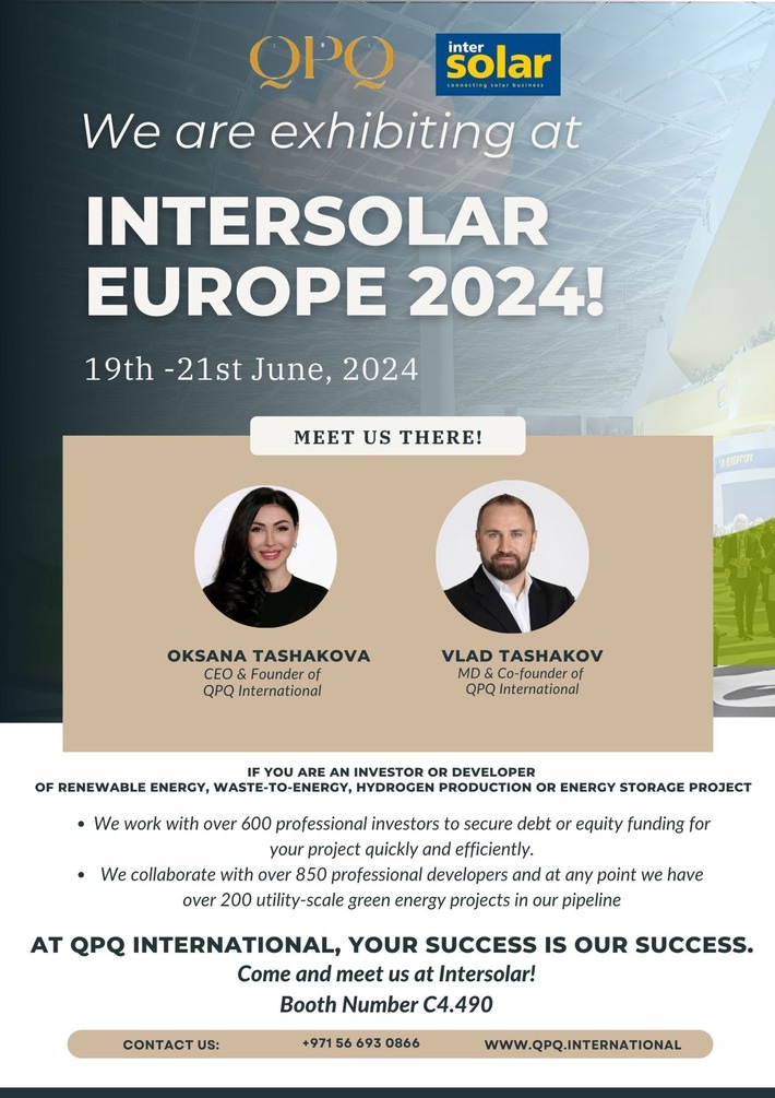 QPQ International to showcase Green Energy Financing Solutions at Intersolar 2024