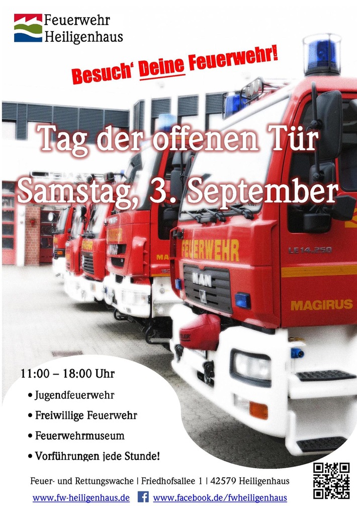 FW-Heiligenhaus: Feuerwehr lädt zum Tag der offenen Tür (Meldung 24/2016)