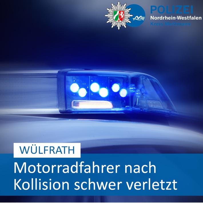 POL-ME: Motorradfahrer kollidiert mit VW Polo und wird schwer verletzt - Wülfrath - 2404047