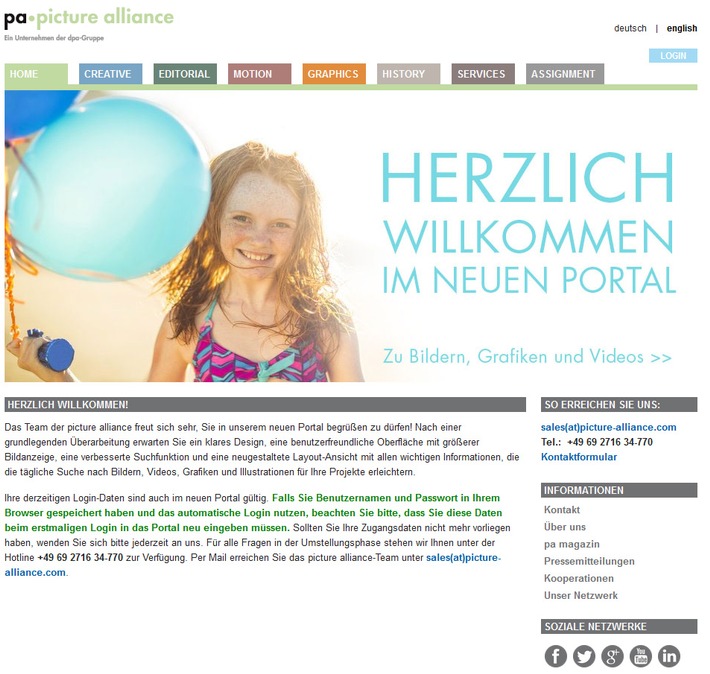 Neues Medienportal der picture alliance online