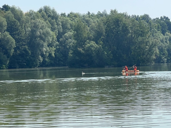 FW-DT: Die Feuerwehr Detmold befreit Schwan von einer Angelschnur auf dem Meschesee