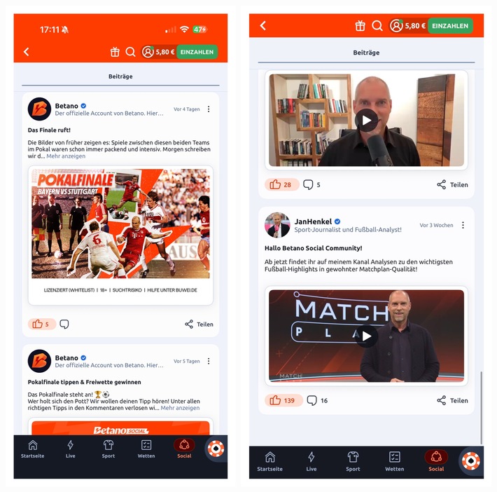 Betano launcht erstes eigenes Social Feature auf dem deutschen Markt