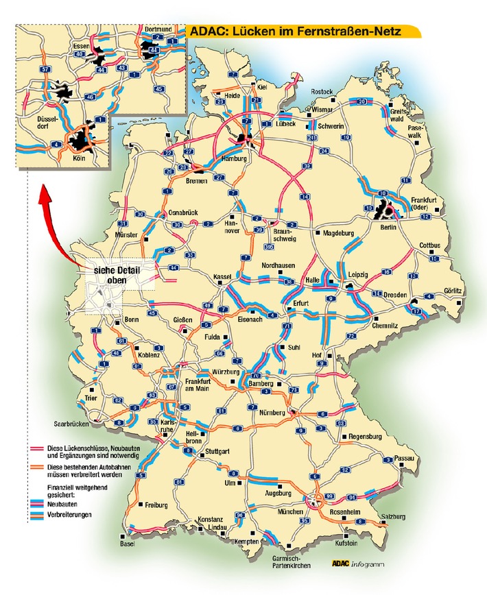 AutobahnStaus / erregende Löcher im / ADAC