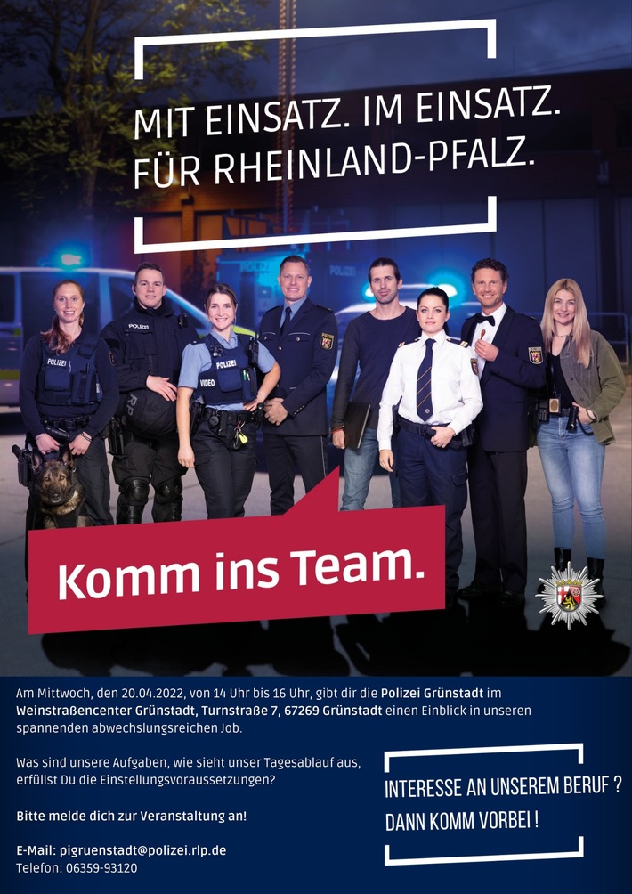 POL-PDNW: Komm zur Polizei Rheinland-Pfalz - Jetzt noch bis 30.04.2022 für Oktober 2022 bewerben!