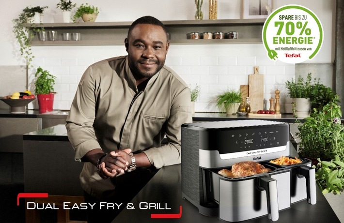 Alles in einem – doppelter Genuss, unendliche Vielfalt: Die neue Dual Easy Fry & Grill Heißluftfritteuse von Tefal