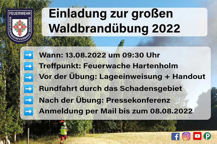 FW-SE: Großübung in der "Försterei Heidmühlen der Schleswig-Holsteinischen Landesforsten" am 13.08.2022 (Vertreter*innen der Presse)