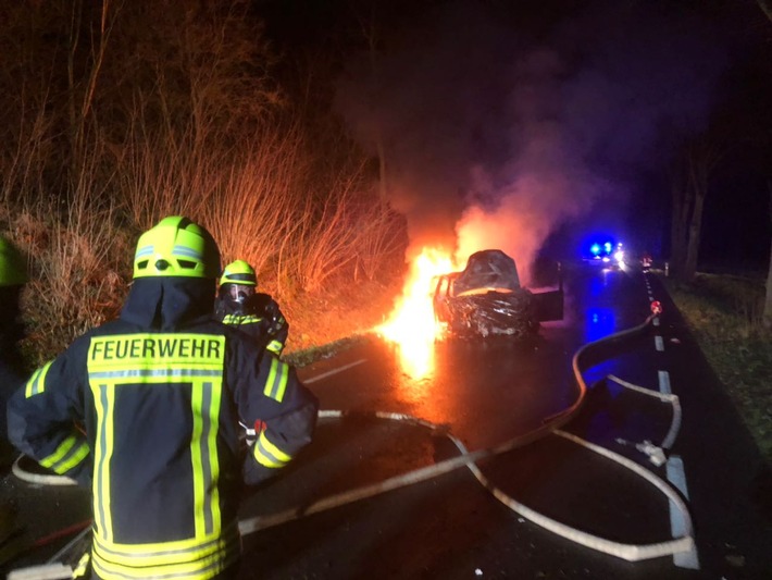 POL-HM: Pkw prallt gegen Baum und fängt Feuer