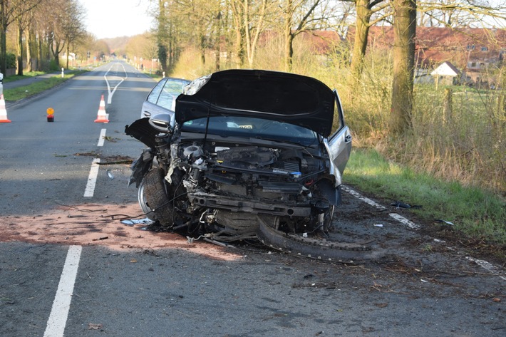 POL-HF: Alleinunfall auf der Elverdisser Straße - Fahrer verlässt Unfallort