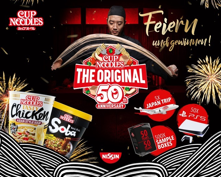 50 Jahre Nissin Cup Noodles: Feiern und gewinnen! Jetzt registrieren, um tolle Preise zu gewinnen / Weiterer Text über ots und www.presseportal.de/nr/144021 / Die Verwendung dieses Bildes ist für redaktionelle Zwecke unter Beachtung ggf. genannter Nutzungsbedingungen honorarfrei. Veröffentlichung bitte mit Bildrechte-Hinweis.