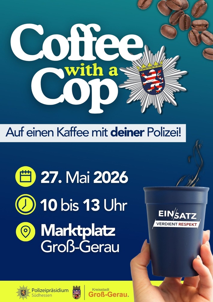 POL-DA: Groß-Gerau: Polizei lädt zu "Coffee with a cop" auf den Marktplatz ein