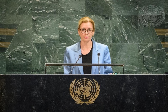 Regierungschefin-Stellvertreterin Sabine Monauni appelliert für UNO als Friedensorganisation