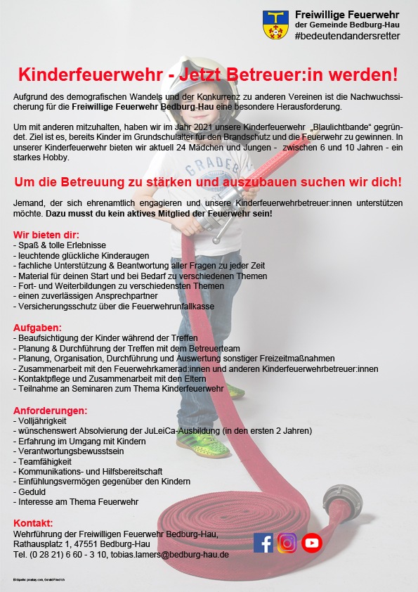 FW-KLE: Kinderfeuerwehr Bedburg-Hau: Vorbilder gesucht!