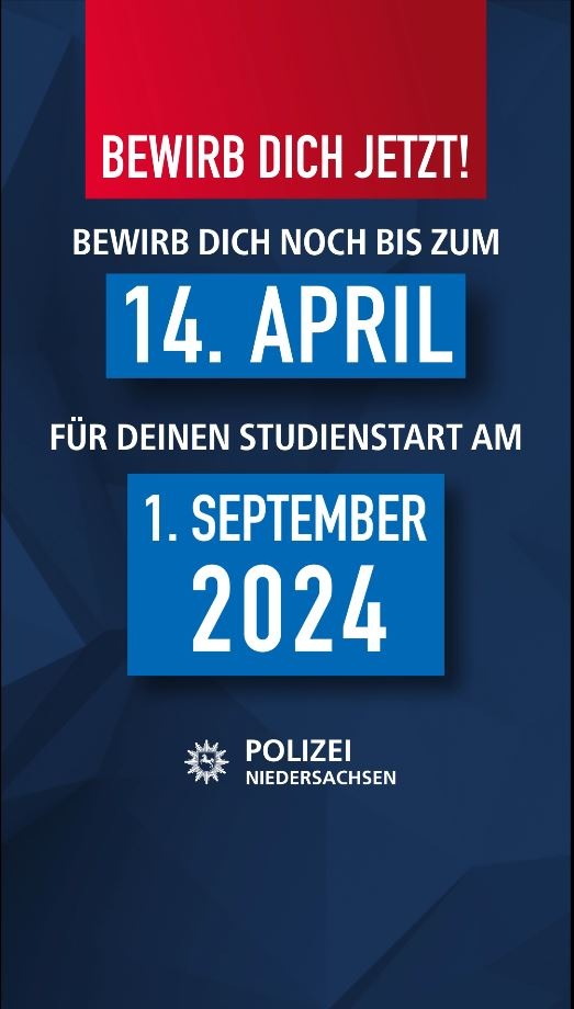 POL-LG: Bewerbungsende naht - jetzt noch für das Studium bei der Polizei Niedersachsen bewerben