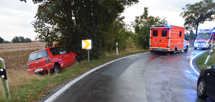 POL-HF: Verkehrsunfall mit Verletzten -
Ölspur auf nasser Fahrbahn