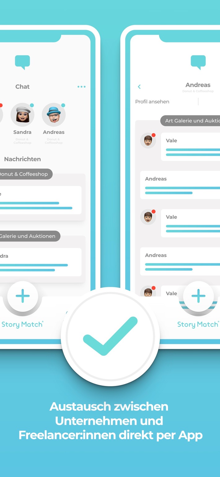 Story Match - Die erste App, die Freelancer und Unternehmen mit einem Swipe zusammenbringt