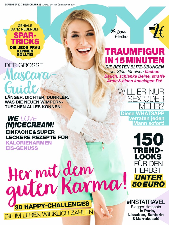 Lena Gercke verrät In Joy, warum sie gern mal Angela Merkel veräppeln würde, und ihre größte Food-Sünde: &quot;An meinen Cheat Days gönne ich mir ein Wiener Schnitzel und einen Kaiserschmarrn!&quot;