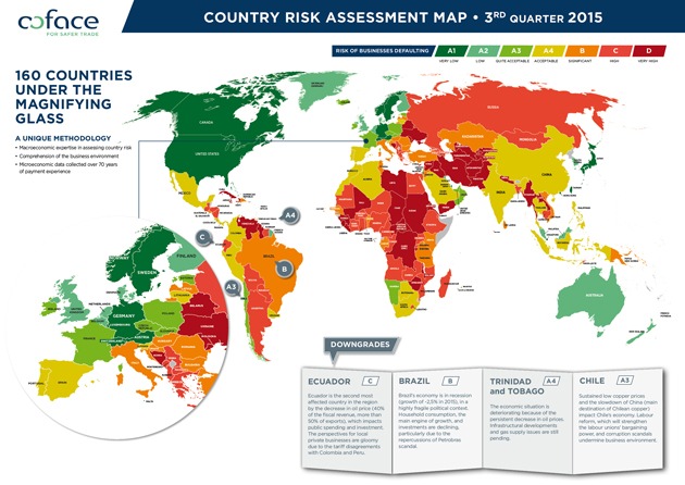 Quarterly update of the Coface country risk assessments / Large and small emerging countries are experiencing strong turbulence