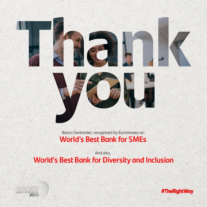 Zweifach ausgezeichnet: Santander beste Bank für &quot;Diversity &amp; Inclusion&quot; und &quot;kleine und mittelständische Unternehmen&quot;
