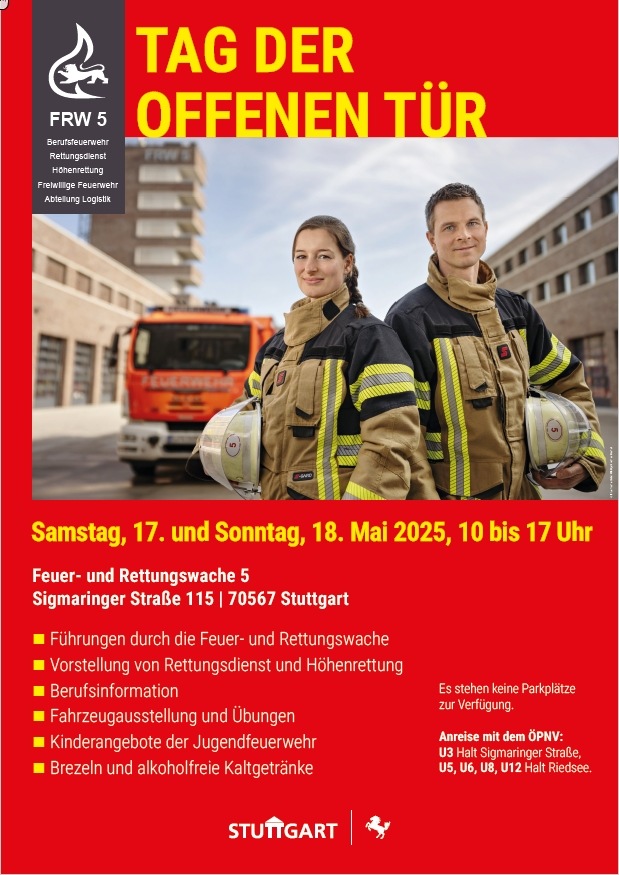 FW Stuttgart: Presseeinladung zum Tag der offenen Tür auf der neuen Feuer- und Rettungswache 5