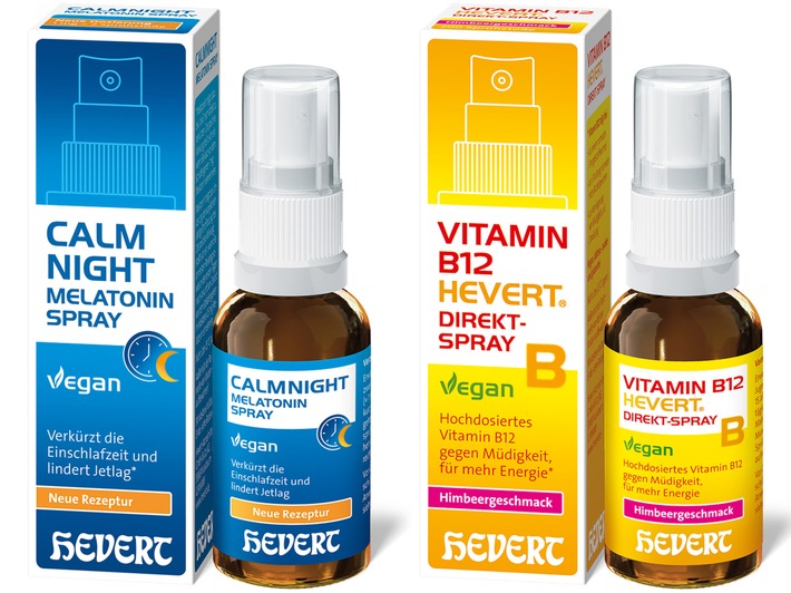 CalmNight Melatonin Spray und das neue Vitamin B12 Hevert Direkt-Spray