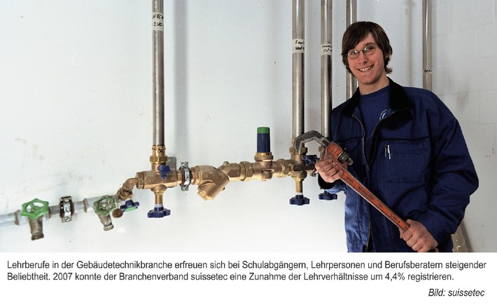 suissetec - Über 6500 Lehrlinge in der Gebäudetechnikbranche - Zunahme der Lehrstellen um 4.4 Prozent gegenüber dem Vorjahr