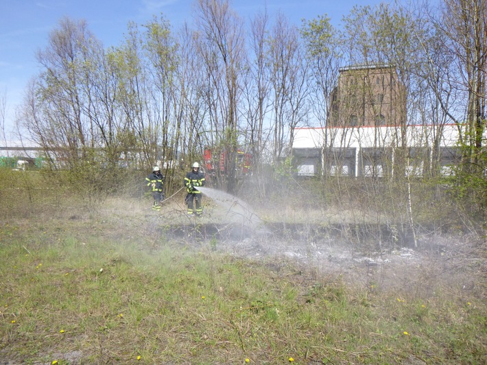 FW-DO: Grasnarbenbrand in Lindenhorst - Trockenheit beschert der Feuerwehr den ersten Flächenbrand
