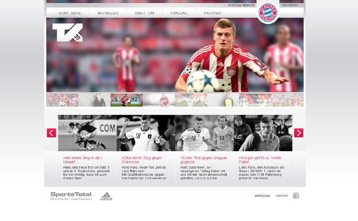 Anstoß zur offiziellen Homepage von Toni Kroos (mit Bild)