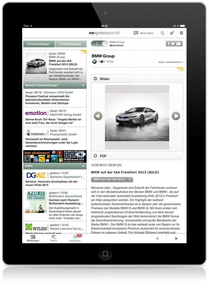 OTS auf dem iPad: Neue App der dpa-Tochter news aktuell