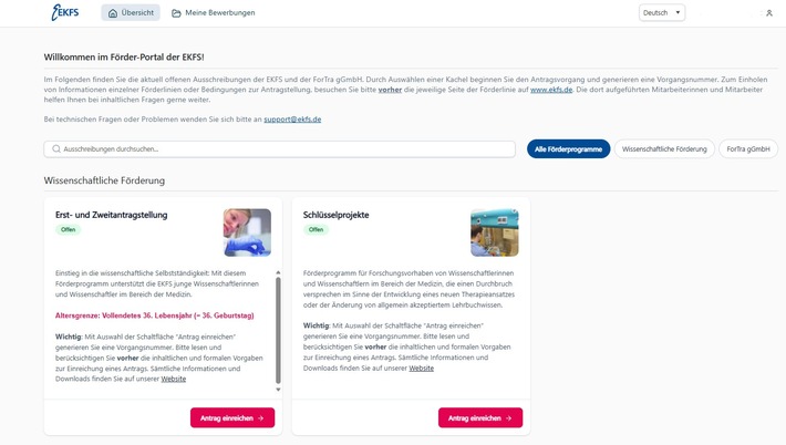 Else Kröner-Fresenius-Stiftung startet Online-Antragsportal