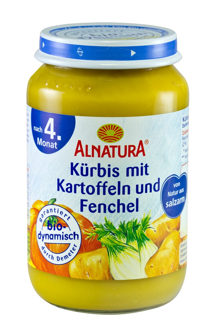 Produkt-Rückruf: Alnatura Babygläschen Kürbis mit Kartoffeln und Fenchel