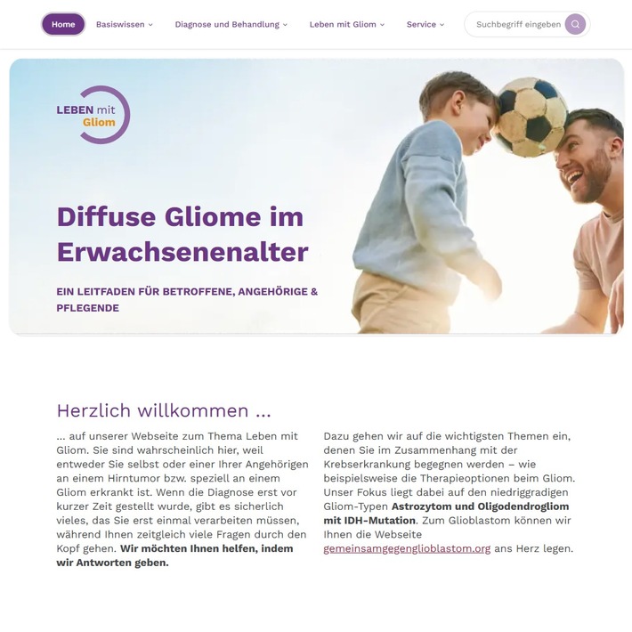 Neue Website "Leben mit Gliom": Servier Deutschland bietet verlässliche Informationen zu niedriggradigen, IDH-mutierten Gliomen