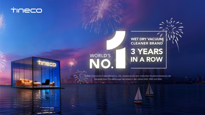 Euromonitor bestätigt: Tineco erneut weltweit führend und zum dritten Mal in Folge Nr. 1 bei Nass- und Trockensaugern