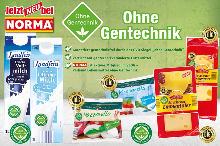 Nürnberger Discounter baut Sortiment mit Label &quot;Ohne Gentechnik&quot; aus / NORMA: Gentechnikfreier Emmentaler und Mozzarella konkurrenzlos (FOTO)