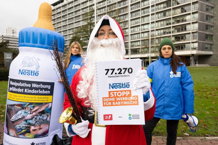 Rute für Nestlé: 77.270 Menschen fordern &quot;Nestlé: Stopp deine Werbung für Babymilch!&quot;