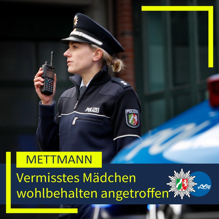 POL-ME: Vermisste 15-Jährige wohlbehalten angetroffen - 2601050