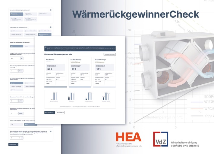 HEA und VdZ veröffentlichen interaktiven WärmerückgewinnerCheck