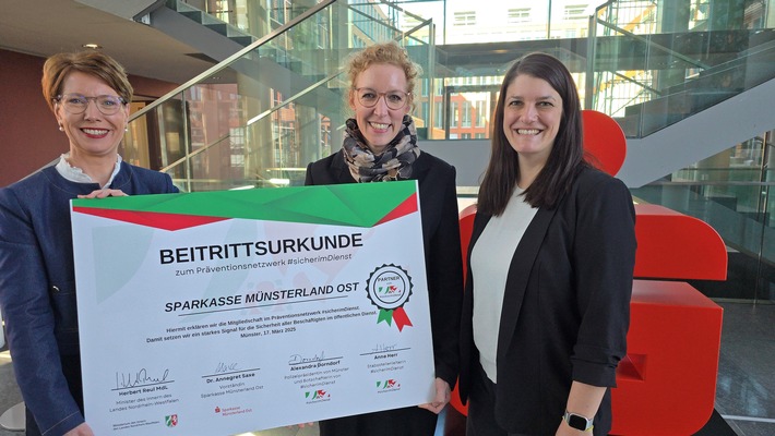 #sicherimDienst: Sparkasse Münsterland Ost tritt dem Präventionsnetzwerk #sicherimDienst bei / Engagement für mehr Schutz und Sicherheit der Beschäftigten