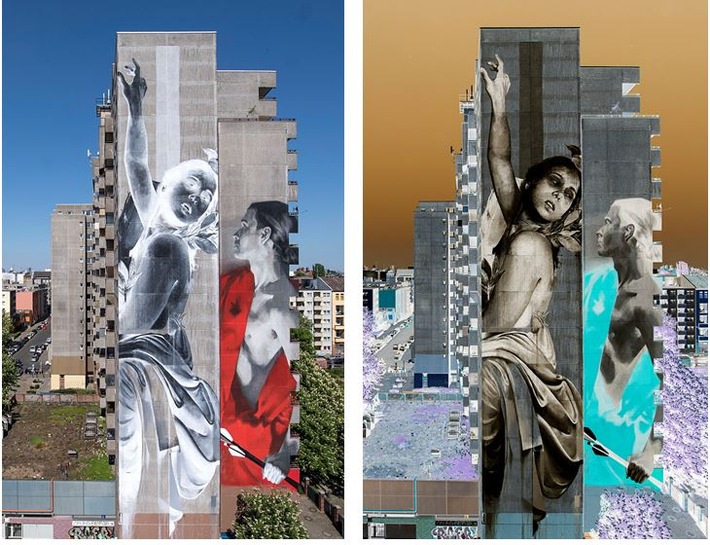 URBAN NATION: Tragische Liebesgeschichte auf 45 Metern - Fassadenkunst in der Wassertorstraße