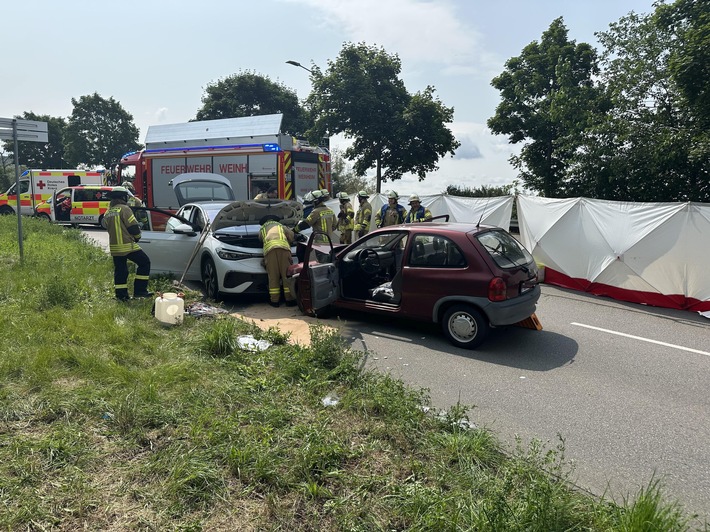 FW Weinheim: Frontalzusammenstoß auf der Zeppelinbrücke