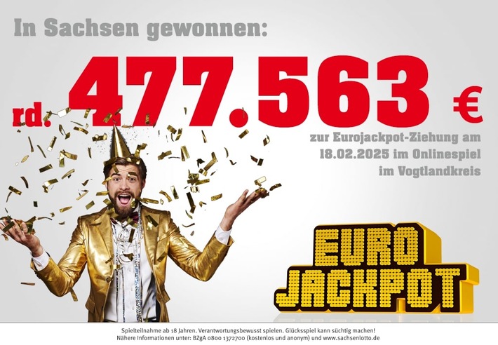 Eurojackpot-Gewinn im Vogtland: 477.563 Euro werden automatisch überwiesen