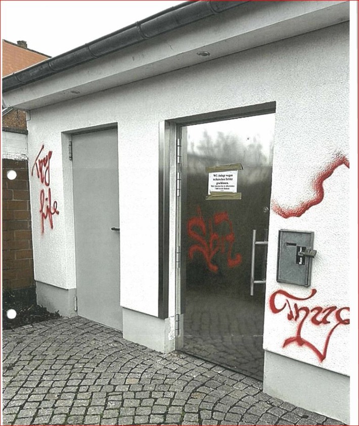 POL-GÖ: (44/2024) Sachbeschädigung in Duderstadt: Fassade von öffentlicher Toilette mit Farbe beschmiert