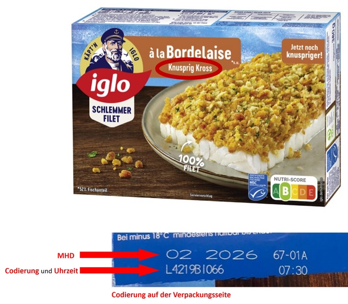Vorsorglicher Produktrückruf / iglo ruft vorsorglich eine Charge des Schlemmerfilet der Variante "Knusprig Kross" zurück