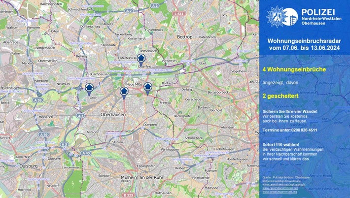 POL-OB: Wohnungseinbruchsradar für Oberhausen