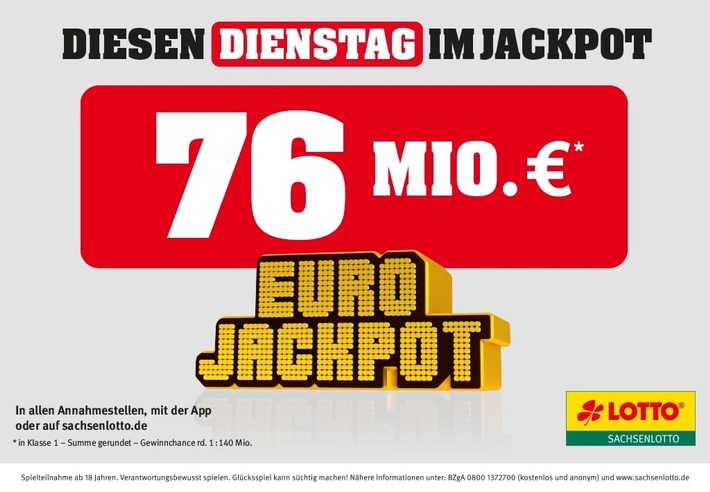 Zeit zum Träumen: Eurojackpot wartet mit 76 Millionen Euro in der ersten Gewinnklasse