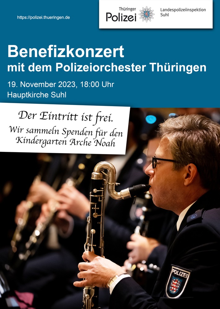 LPI-SHL: Benefizkonzert mit dem Polizeiorchester Thüringen am 19.11.2023