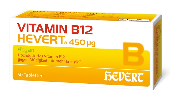 Jetzt neu: Vitamin B12 Hevert 450 µg / Veganer, Vegetarier und Senioren oftmals mit Vitamin B12 unterversorgt