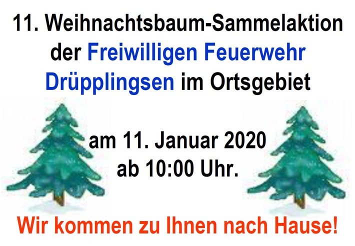 FW-MK: 11. Weihnachtsbaum-Sammelaktion in Drüpplingsen