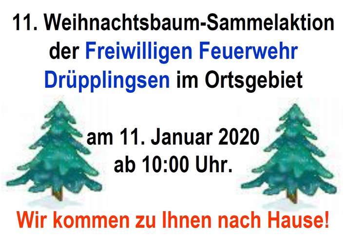 FW-MK: 11. Weihnachtsbaum-Sammelaktion in Drüpplingsen