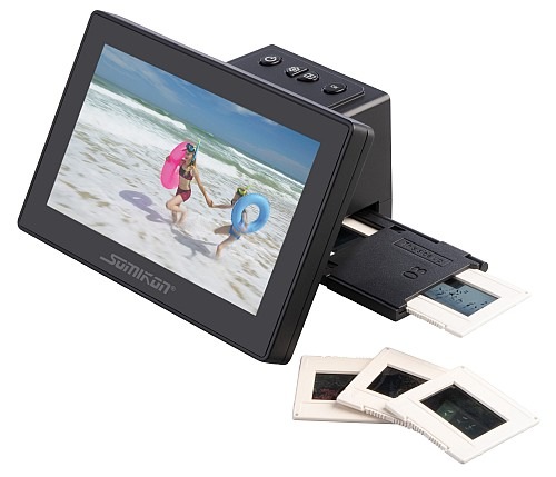 Negative und Dias direkt auf der Speicherkarte sichern: Somikon Stand-Alone-Dia- & Negativscanner SD-1100, 17,8 cm/7"-IPS-Display, 25 MP, HDMI